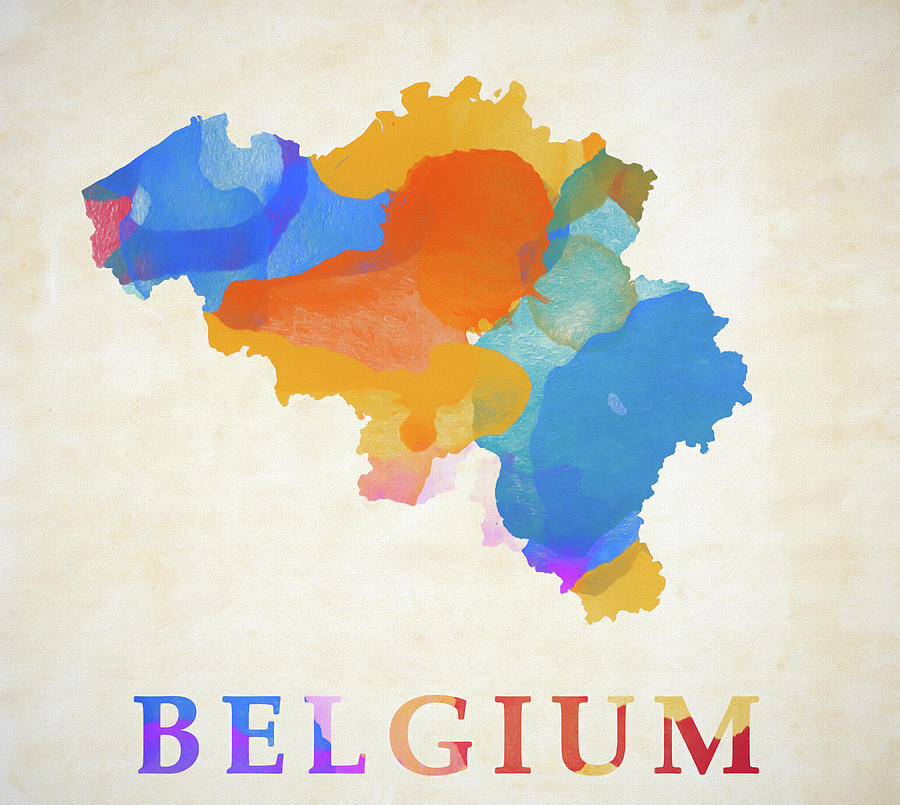 Belgium Map Color Splash Painting by Dan Sproul