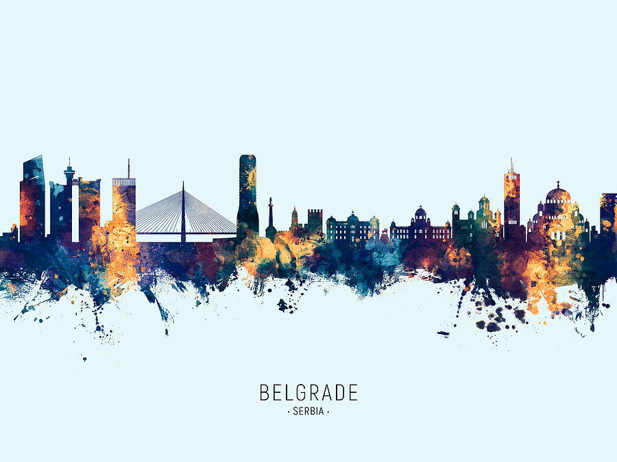 Belgrade Serbia Skyline #15 Digital Art by Michael Tompsett