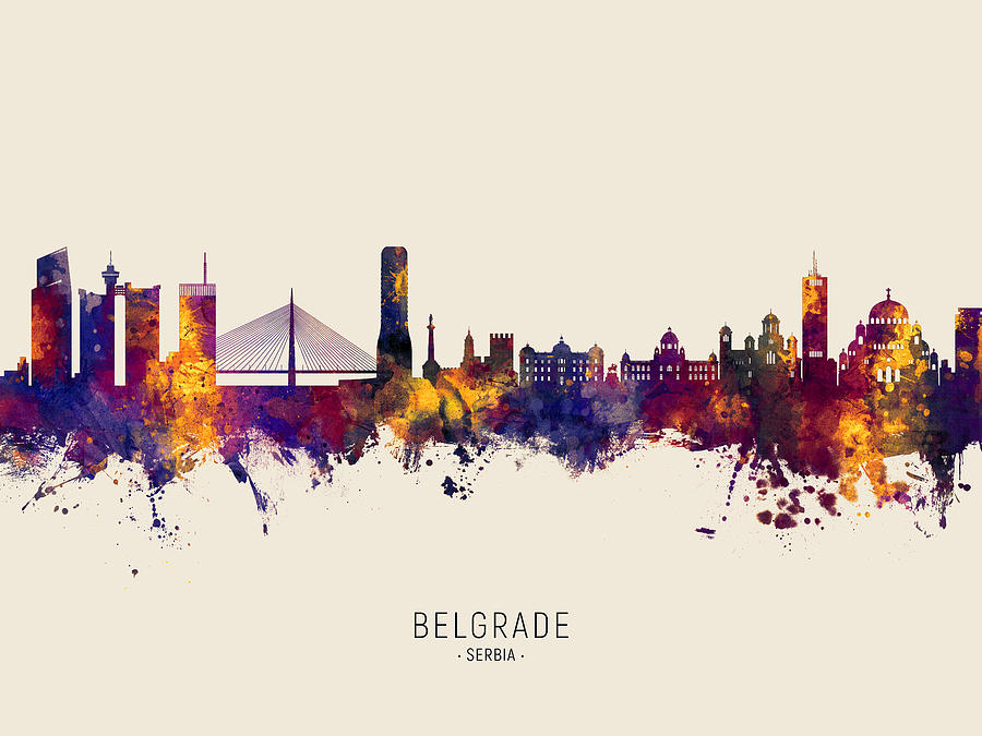 Belgrade Serbia Skyline #17 Digital Art by Michael Tompsett
