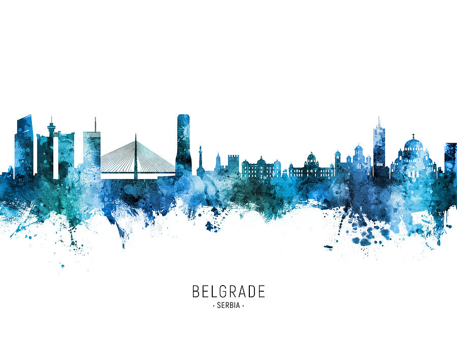 Belgrade Serbia Skyline #21 Digital Art by Michael Tompsett