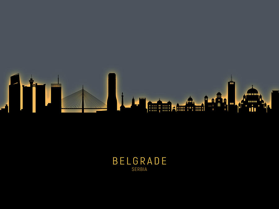 Belgrade Serbia Skyline #25 Digital Art by Michael Tompsett