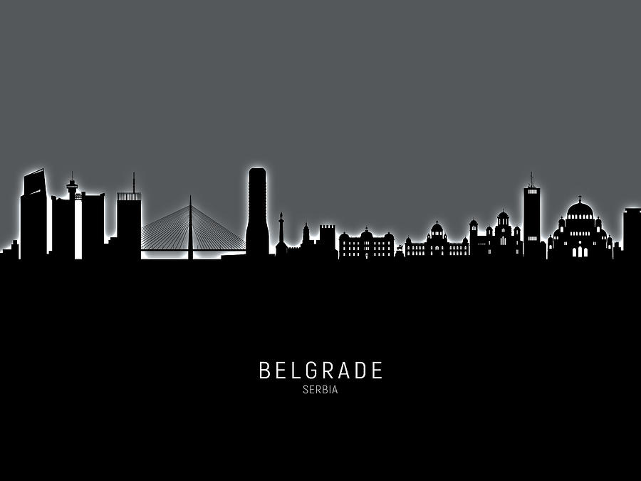 Belgrade Serbia Skyline #26 Digital Art by Michael Tompsett