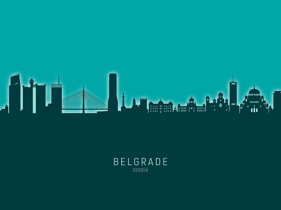 Belgrade Serbia Skyline #27 Digital Art by Michael Tompsett