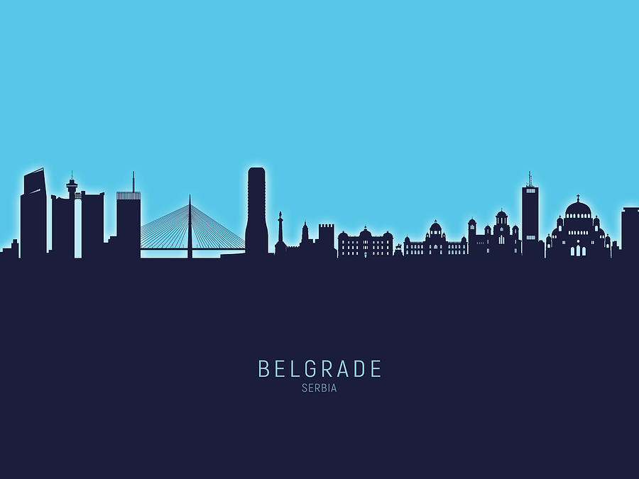 Belgrade Serbia Skyline #28 Digital Art by Michael Tompsett