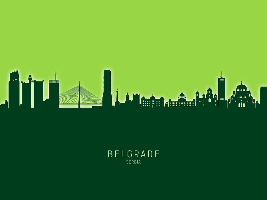 Belgrade Serbia Skyline #29 Digital Art by Michael Tompsett