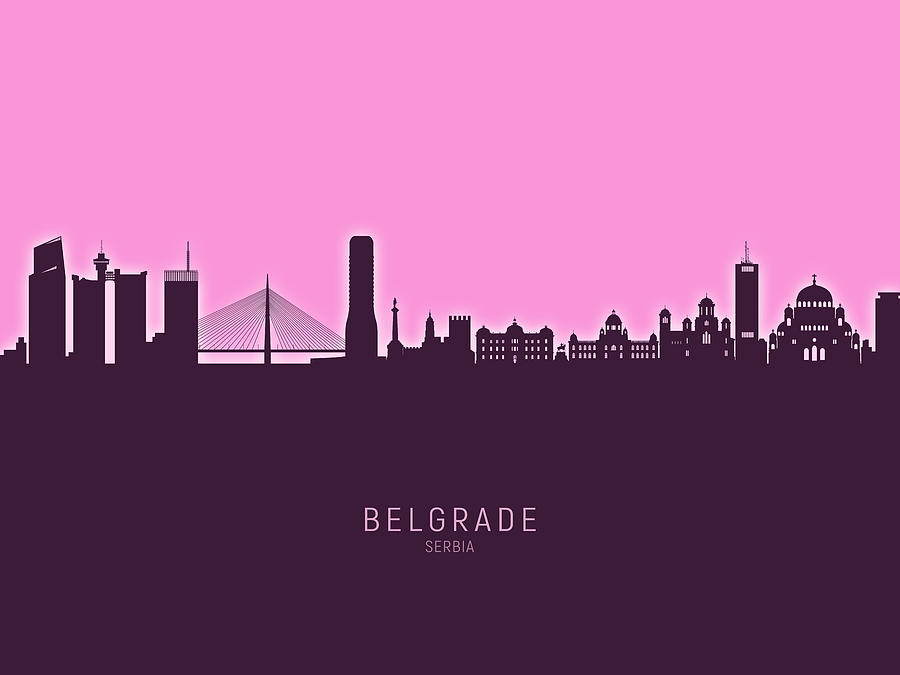 Belgrade Serbia Skyline #30 Digital Art by Michael Tompsett