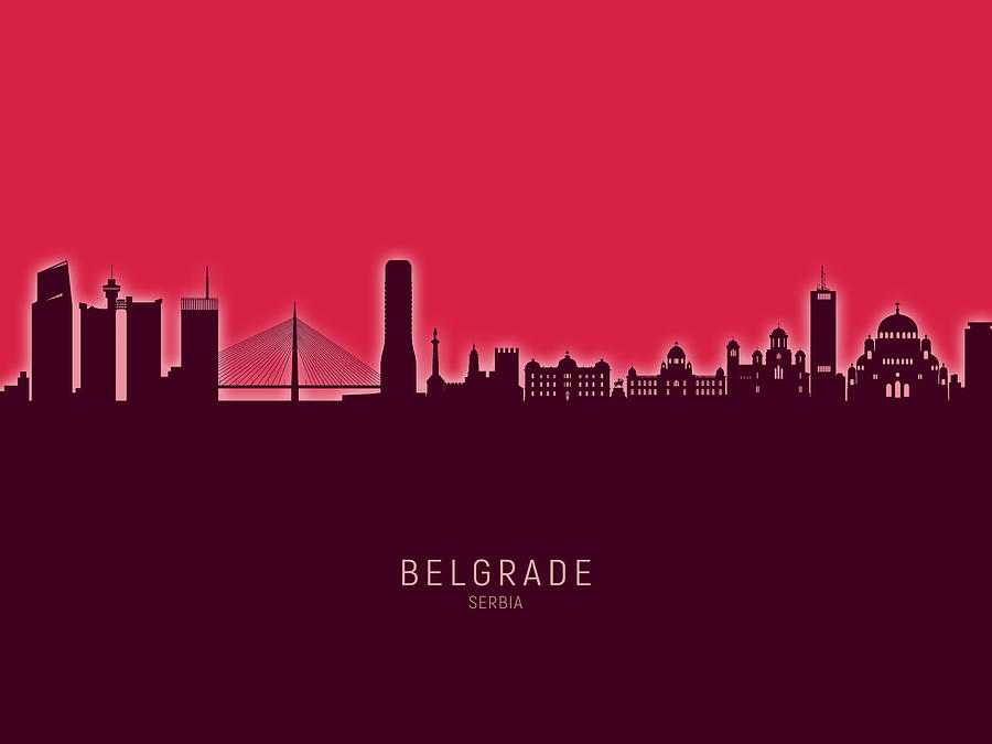 Belgrade Serbia Skyline #31 Digital Art by Michael Tompsett