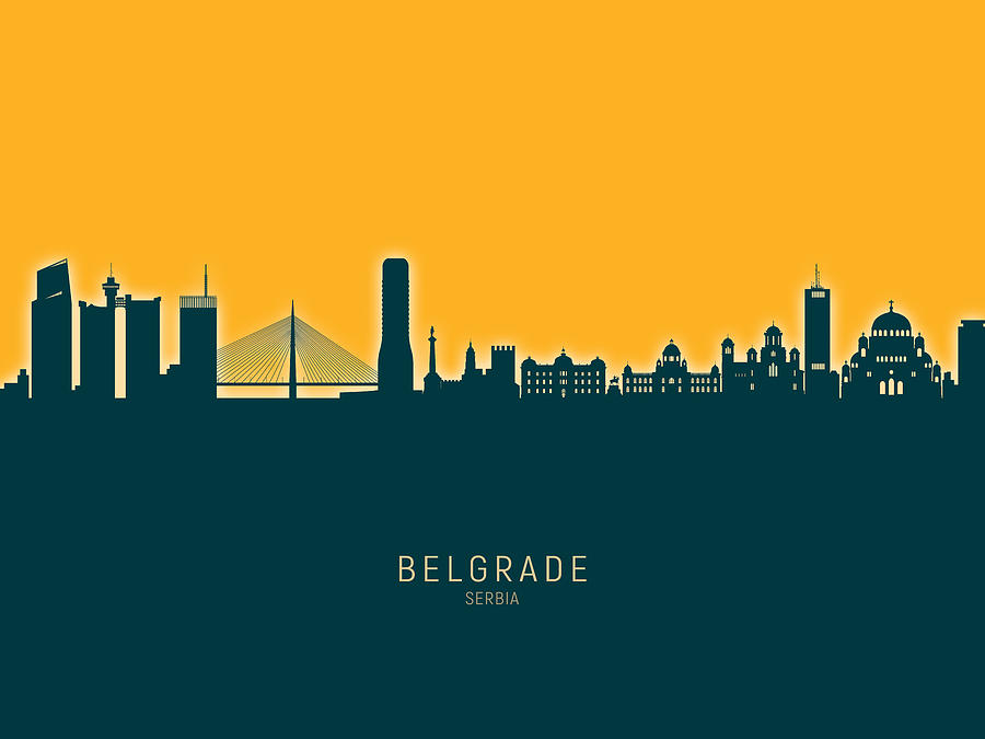 Belgrade Serbia Skyline #32 Digital Art by Michael Tompsett