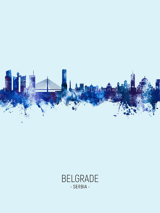 Belgrade Serbia Skyline #36 Digital Art by Michael Tompsett