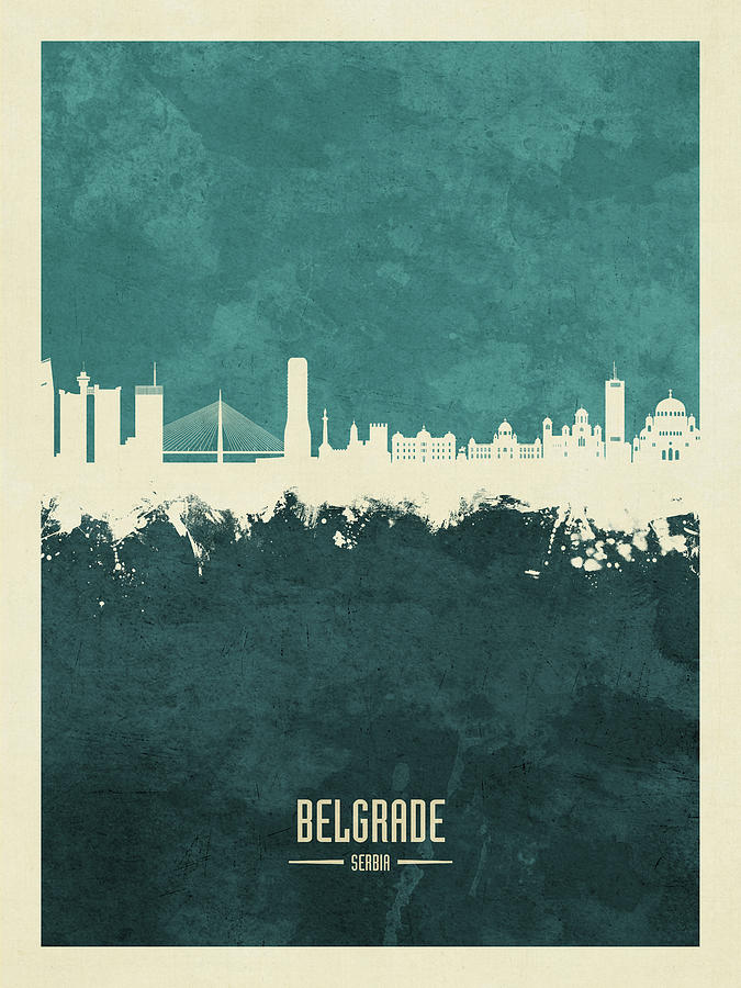 Skyline Digital Art - Belgrade Serbia Skyline #41 by Michael Tompsett