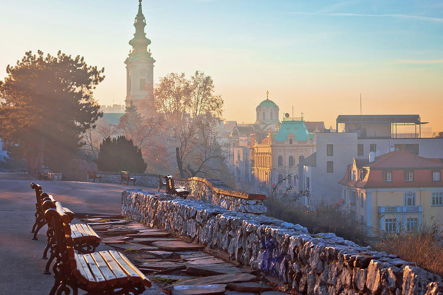 Architecture Photograph - Belgrade. View from Kalemegdan walkway on old city landmarks by Brch Photography