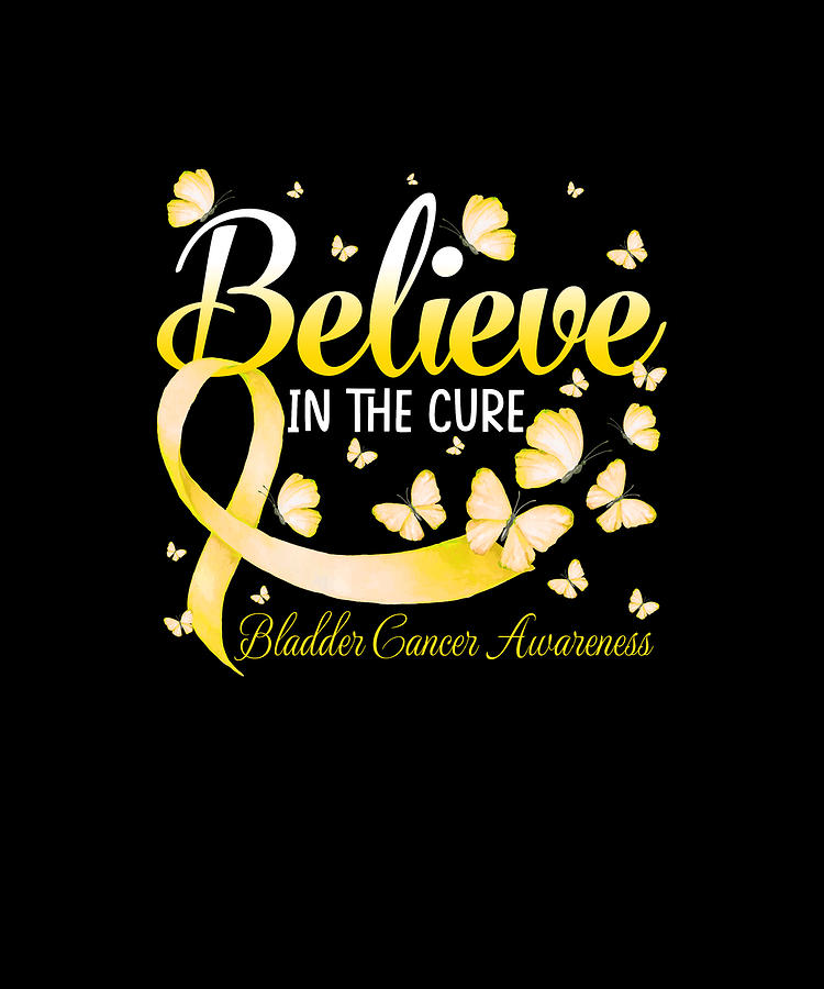 Believe In The Cure Bladder Cancer Awareness Butterfly Drawing by