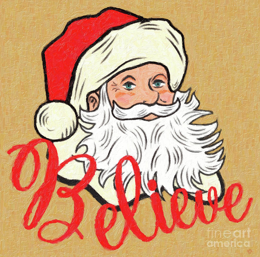 Believe, Santa, Christmas Sweater, Christmas Gift,  Digital Art by David Millenheft