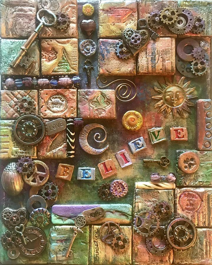 Believe Tile Collage Relief by ErnestineGrindal SaraClarke