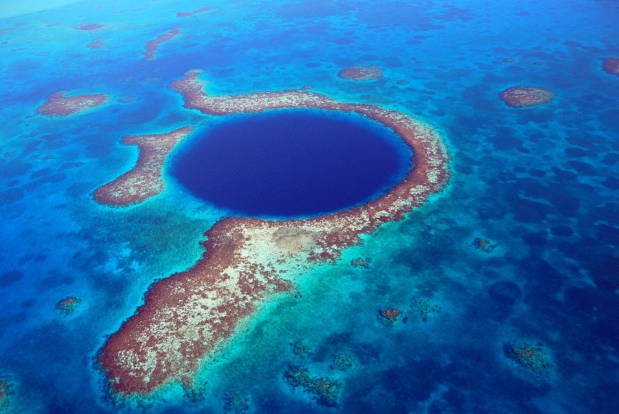 Belize - Blue Hole from the Air Photograph by (C)Andrew Hounslea