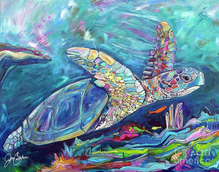 Belize Turtle by Jen Callahan Painting by Jennifer Callahan - Fine Art ...