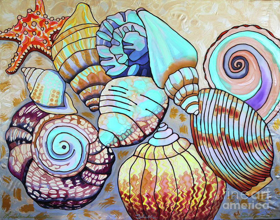 Belizean Shells On Silk Painting
