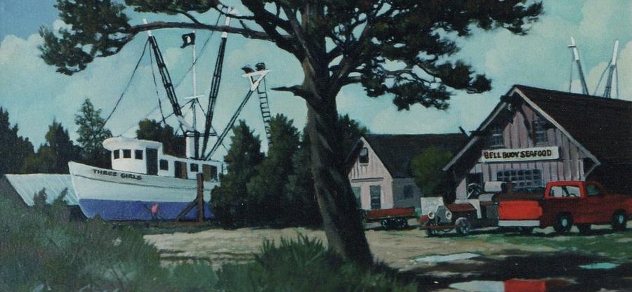Bell Buoy Seafood Edisto Island Painting by Blue  Sky