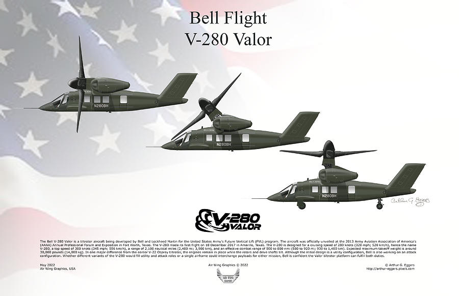 Bell Flight V-280 Valor FLAG BACKGROUND Digital Art by Arthur Eggers ...