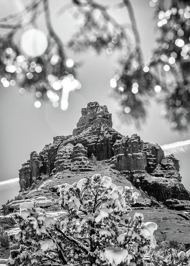 Bell Rock Sedona Arizona Coated in Snow Photograph by Good Focused