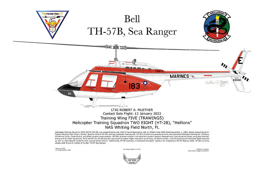 Bell TH-57B Sea Ranger Marines MUETHER Digital Art by Arthur Eggers ...