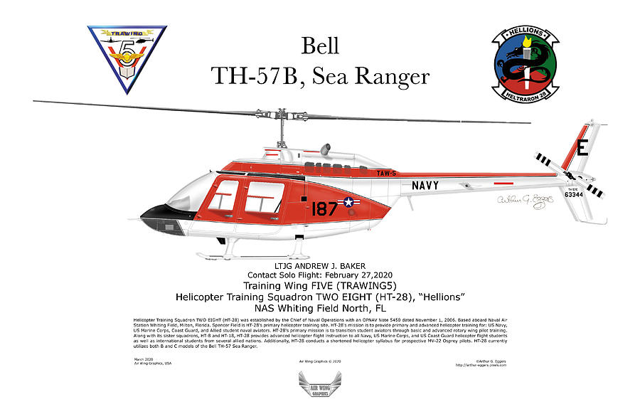 Bell TH-57B Sea Rangers HT-28 Digital Art by Arthur Eggers