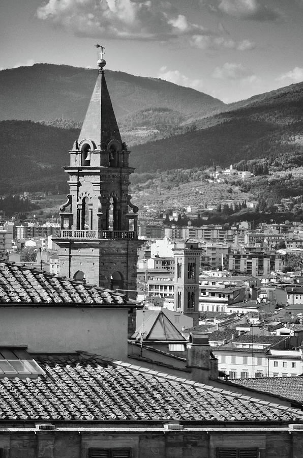 Bell Towers over Florence Italy Black and White Photograph by Shawn OBrien