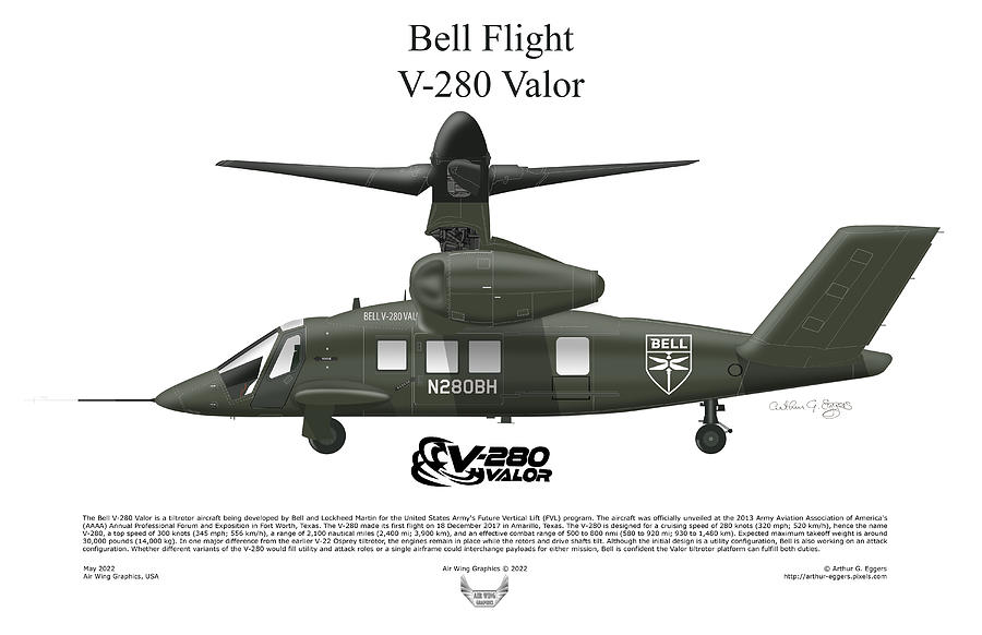 Bell V-280 Valor Tiltrotor Helo Mode Digital Art by Arthur Eggers ...