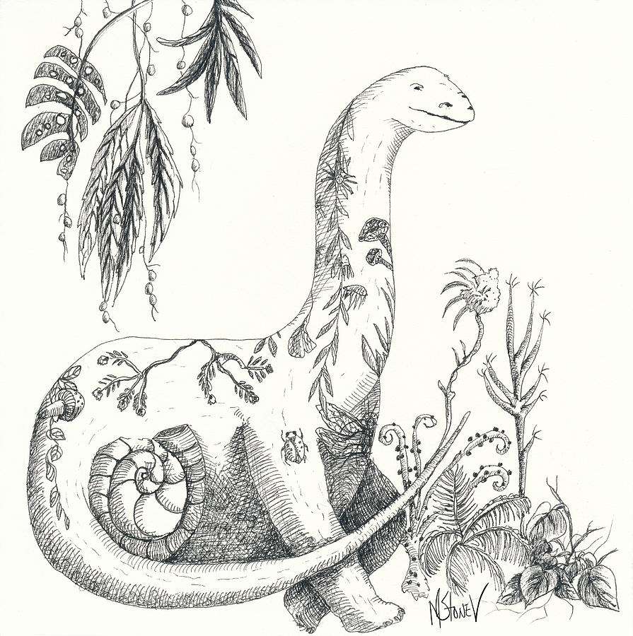 Bella Brontosaurus Drawing by Marie Stone
