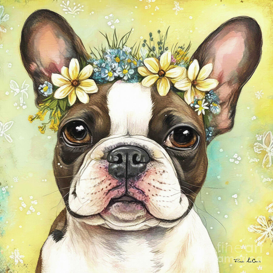 Dog Painting - Bella The Bulldog by Tina LeCour