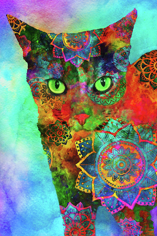 Bella the Mandala Cat Digital Art by Peggy Collins