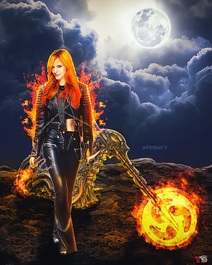 Bella Thorne Mixed Media - Bella Thorne as Female Ghost Rider by Y S