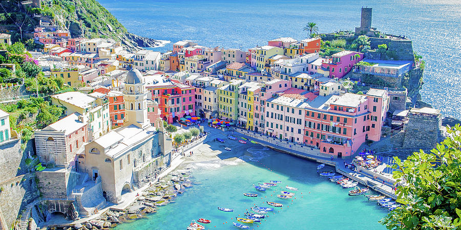Bella Vernazza - Panoramic Photograph by Marla Brown
