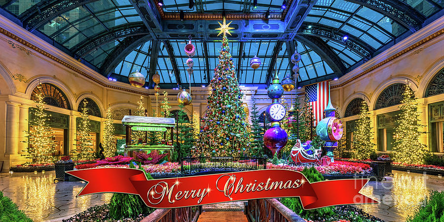 Bellagio Conservatory Christmas Tree With Ribbon 2021 2 to 1 Ratio Photograph by Aloha Art
