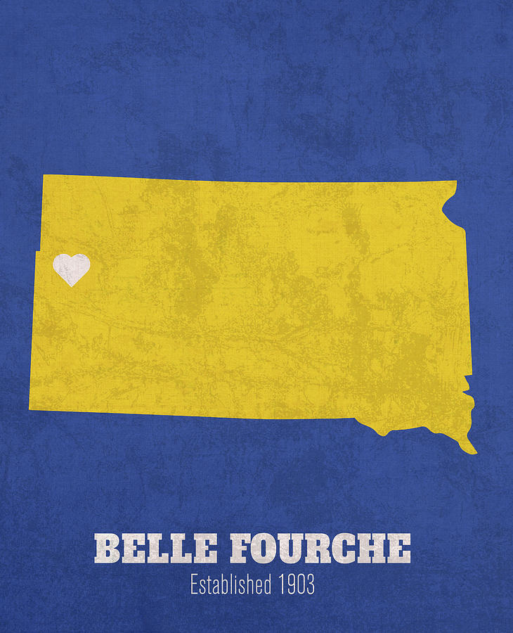 Belle Fourche South Dakota City Map Founded 1903 SDSU Color Palette Mixed Media by Design