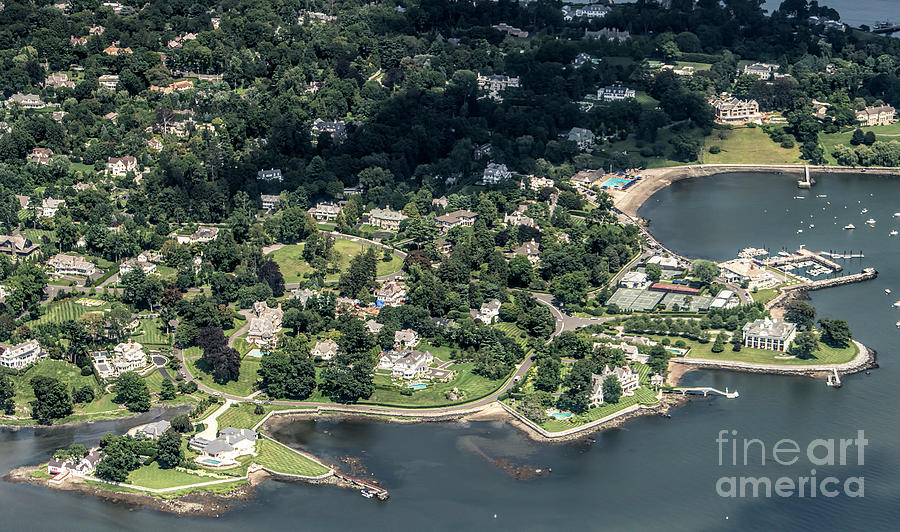 Belle Haven in Greenwich Connecticut Aerial Photograph by David Oppenheimer