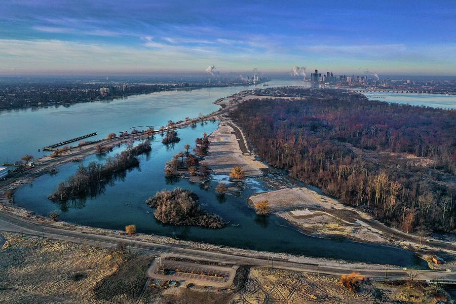 Belle Isle and City Skyline DJI_0232 Photograph by Michael Thomas