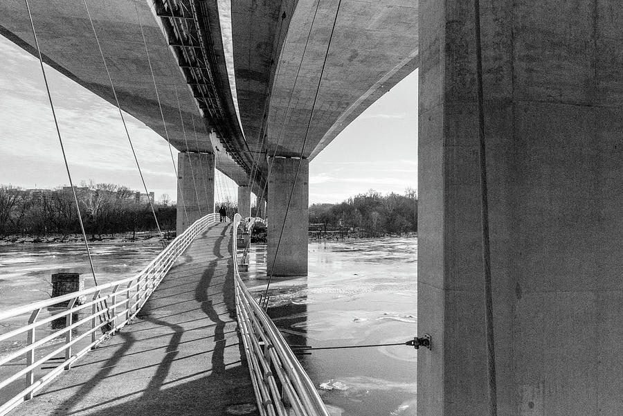 Belle Isle Pedestrian Bridge In Black and White Photograph by Doug Ash