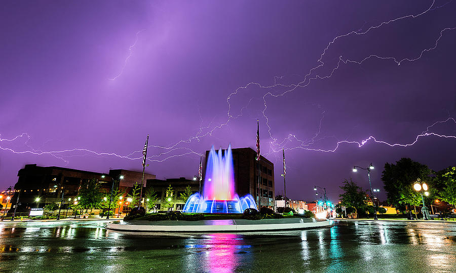 Belleville Fountain Lightning Photograph by Marcus Hustedde