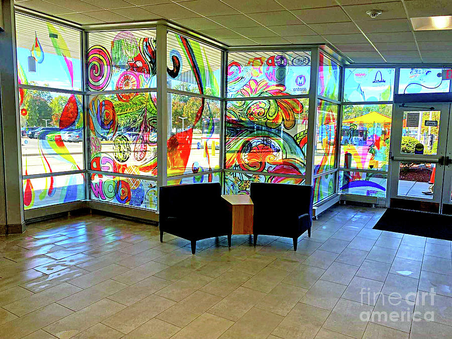 Belleville MetroLink Station Window Murals Glass Art by Genevieve Esson