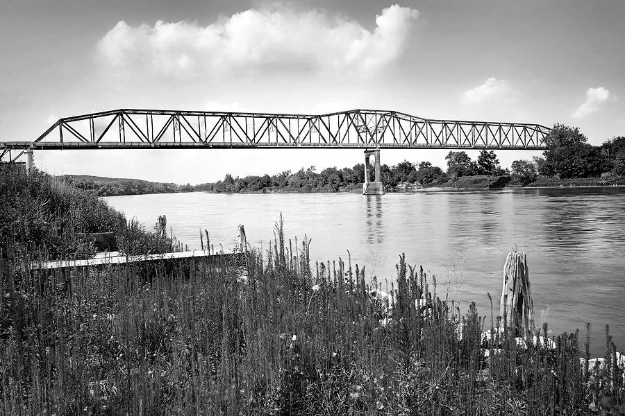 Bellevue Memorial Bridge - Nebraska - BW Photograph by Nikolyn McDonald