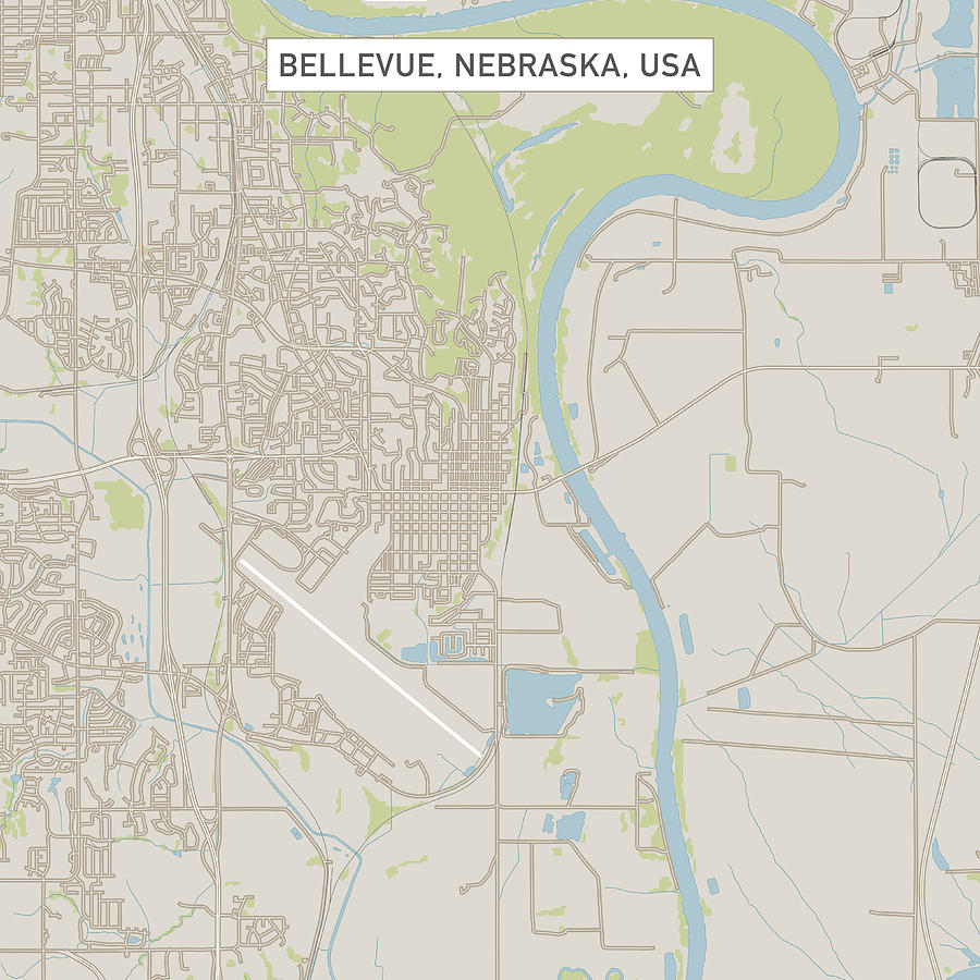Bellevue Nebraska US City Street Map Drawing by FrankRamspott