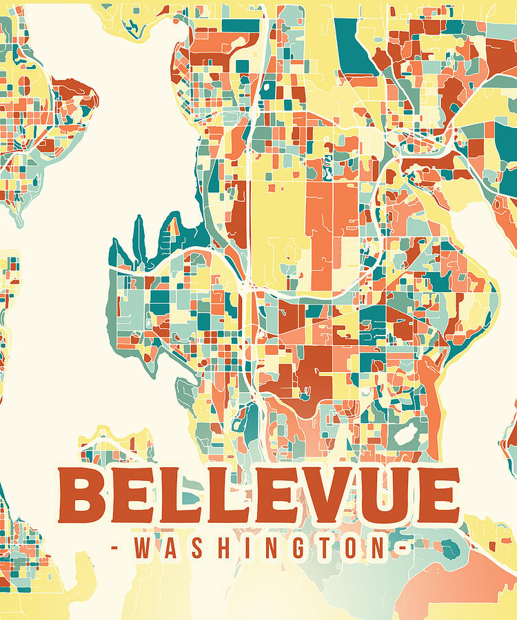 Bellevue US map Digital Art by Alexandru Chirila - Pixels