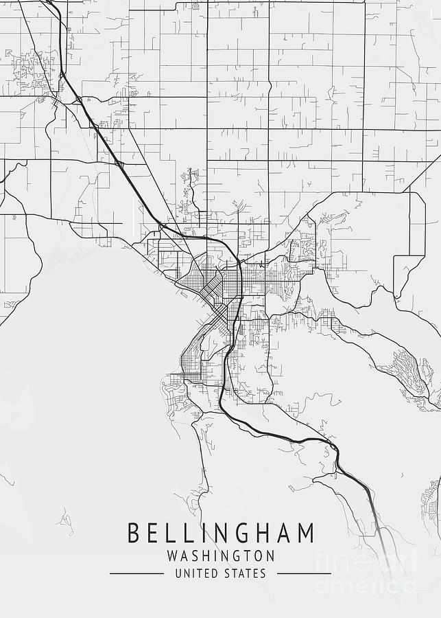 Bellingham - Washington US Gray City Map Digital Art by Tien Stencil ...