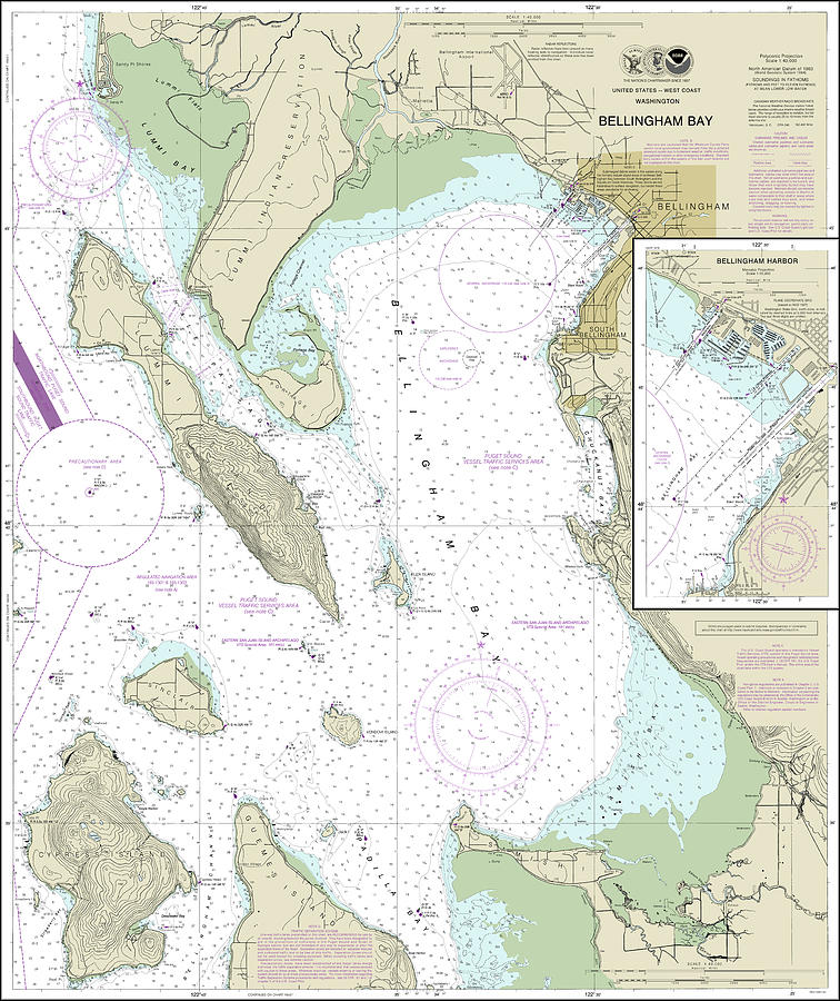 Bellingham Bay Nautical Chart 18424 No Borders Digital Art by John ...