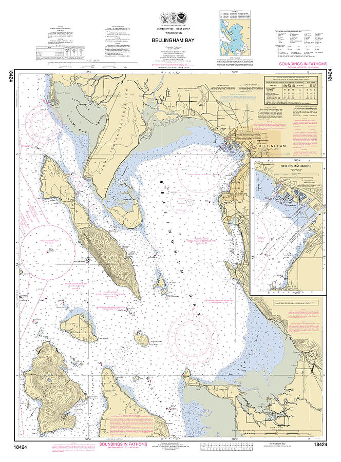 Bellingham Bay Washington Chart 18424a, Noaa Chart 18424 Digital Art by ...