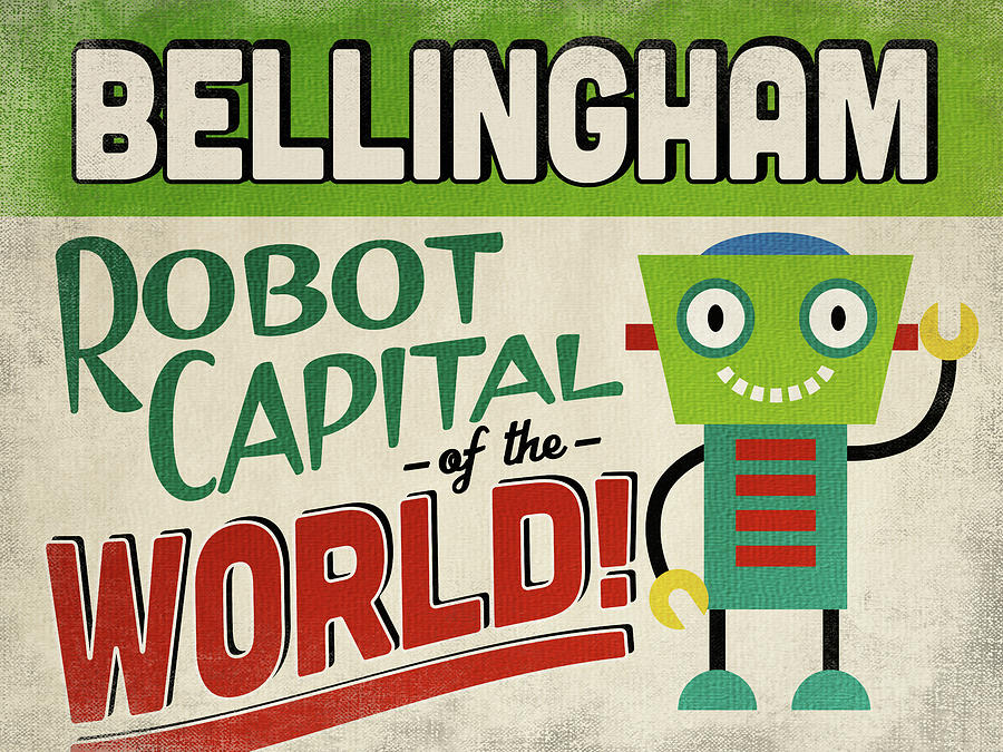 Vintage Digital Art - Bellingham Washington Robot Capital by Flo Karp