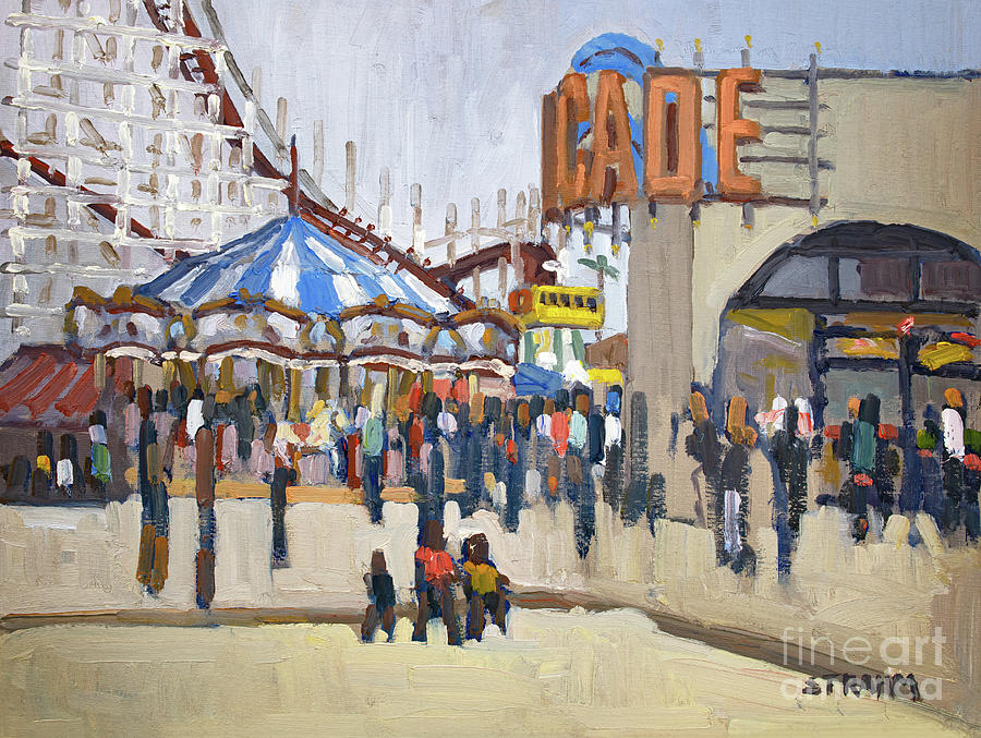 Belmont Park, Mission Beach - San Diego, California Painting by Paul Strahm