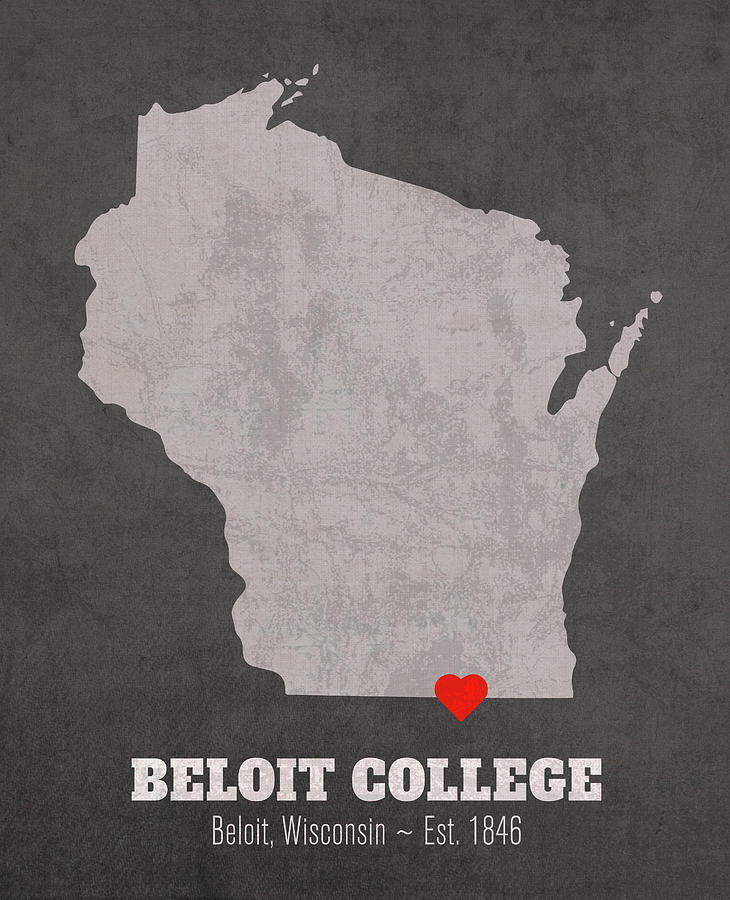 Map Mixed Media - Beloit College Wisconsin Founded Date Heart Map by Design Turnpike