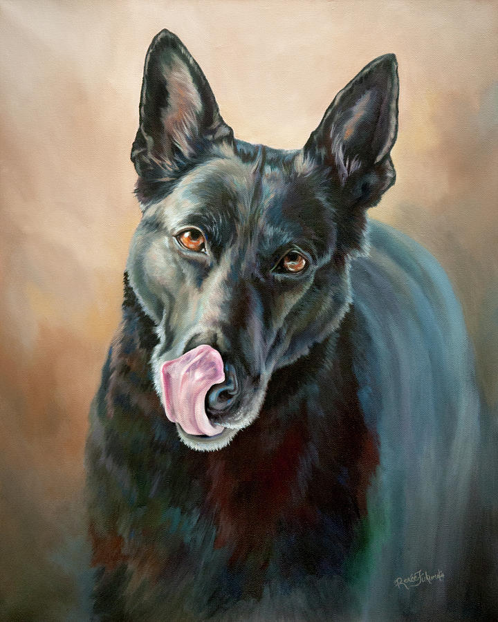 Beloved German Shepherd Dog Painting by Renee Forth-Fukumoto